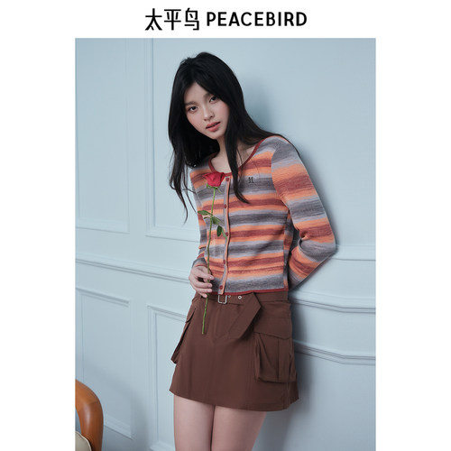 【商场同款】太平鸟女装2025秋新款花纱针织线套衫上衣A3EEE3422 - 图1