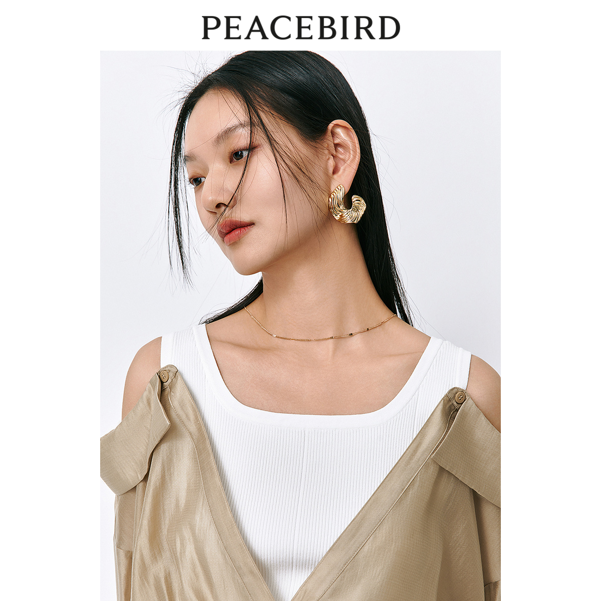 PEACEBIRD/太平鸟太平鸟 2024年夏季新款气质雪纺衫假两件衬衫女 - 图2