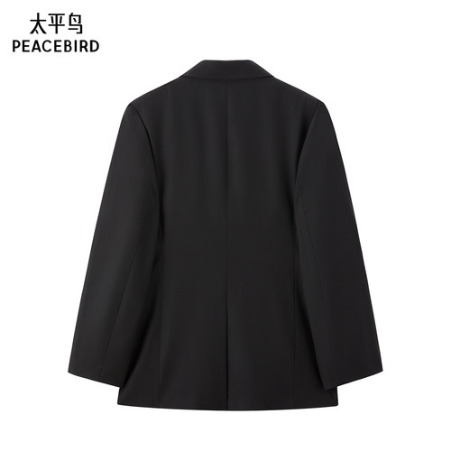 太平鸟女装通勤时尚西装外套女黑色西装A1BAF1483 - 图0