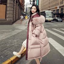 Hong Kong Thickened warm white duck suede jacket woman 2023 winter new womens dress Korean version bf with a long down jacket for winter women