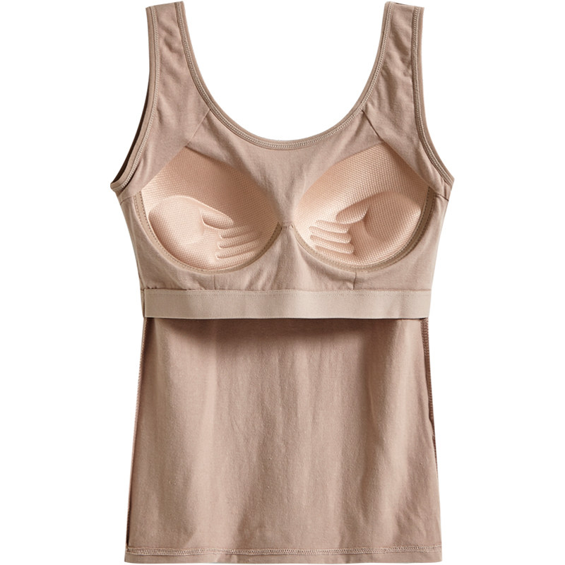 一体固定杯宽肩女带胸垫防凸点背心 hdvip吊带/背心/T恤