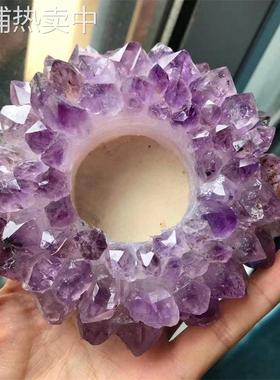 天然紫水晶簇超七扩香原石烛台欧式婚庆摆件浪漫家居客厅浪漫装饰