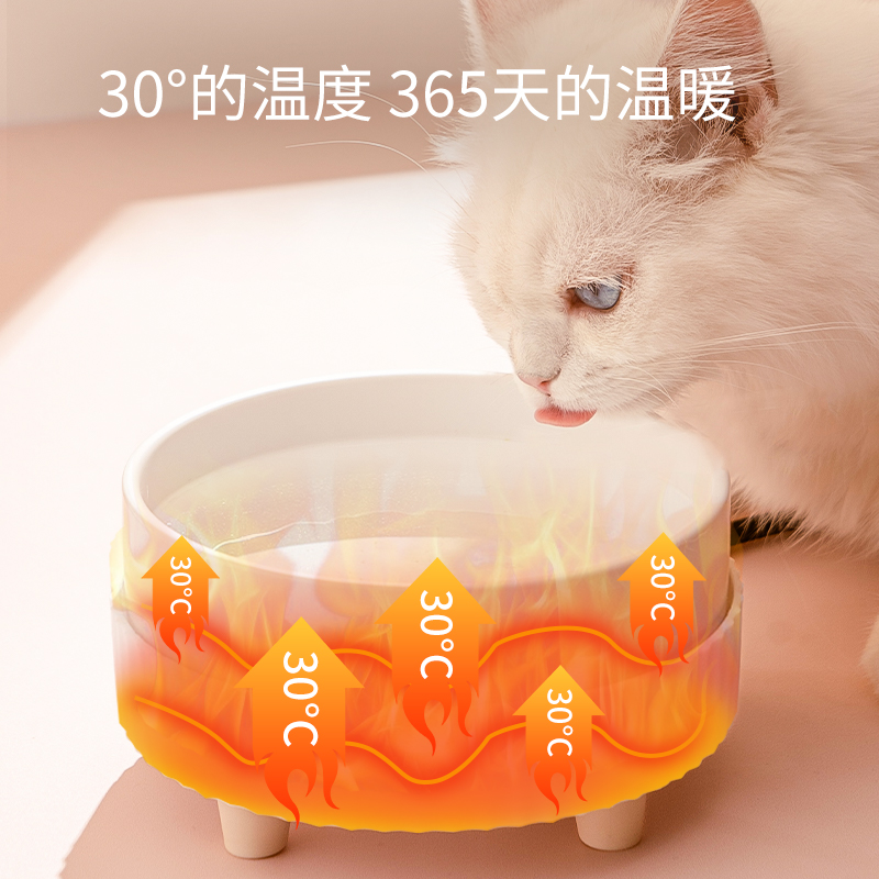 猫咪恒温饮水机宠物喂水器陶瓷水碗加热喝水神器猫狗狗不湿嘴用品 - 图1