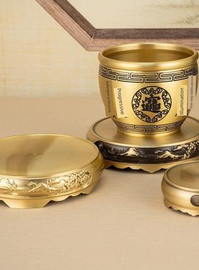 纯铜底托摆件底座文昌塔聚宝盆黄铜米缸铜底座圆形小号香炉底托