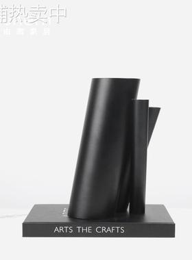 现代简约圆柱交接花器摆件样板间客厅售楼处插花艺术家居软装饰品