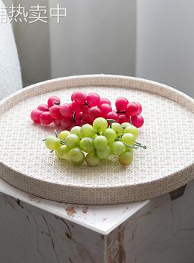 轻奢家居法式氛围感托盘摆件藤格纹收纳卧室香薰首饰盘客厅装饰品