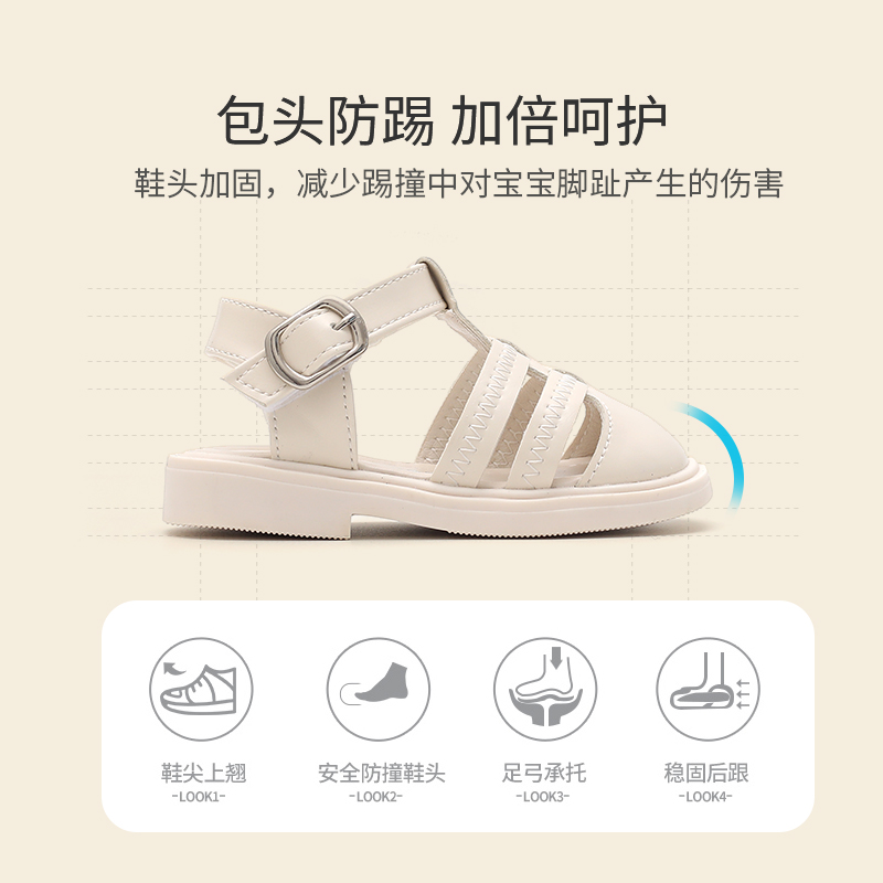 女童凉鞋2023夏季新款洋气炸街公主包头镂空软底婴儿鞋子女宝宝鞋 - 图2