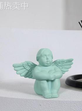 现代简约蓝色绿色天使样板房小众莫兰迪茶几软装饰品儿童房摆件