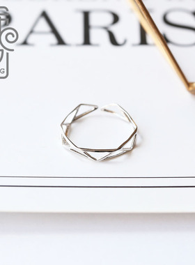 时尚个性风学生关节纯银情侣戒指