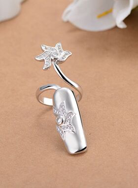 纯银指环韩版镶钻护甲套