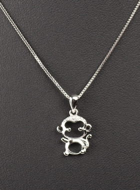 生肖纯银短款日韩风吊坠锁骨链