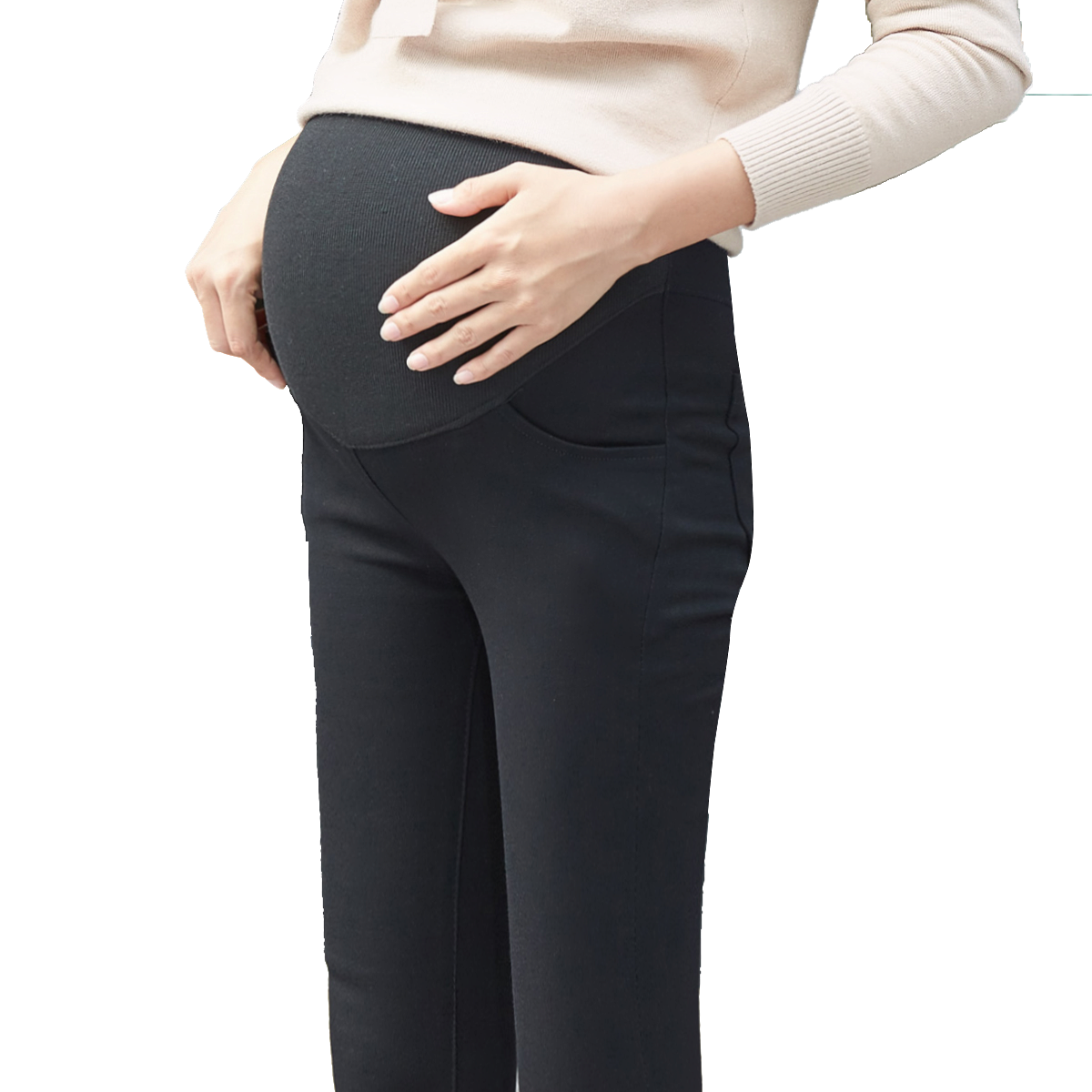 大码外穿弹力薄绒宽松托腹孕妇裤子 舒威娜孕妇打底裤