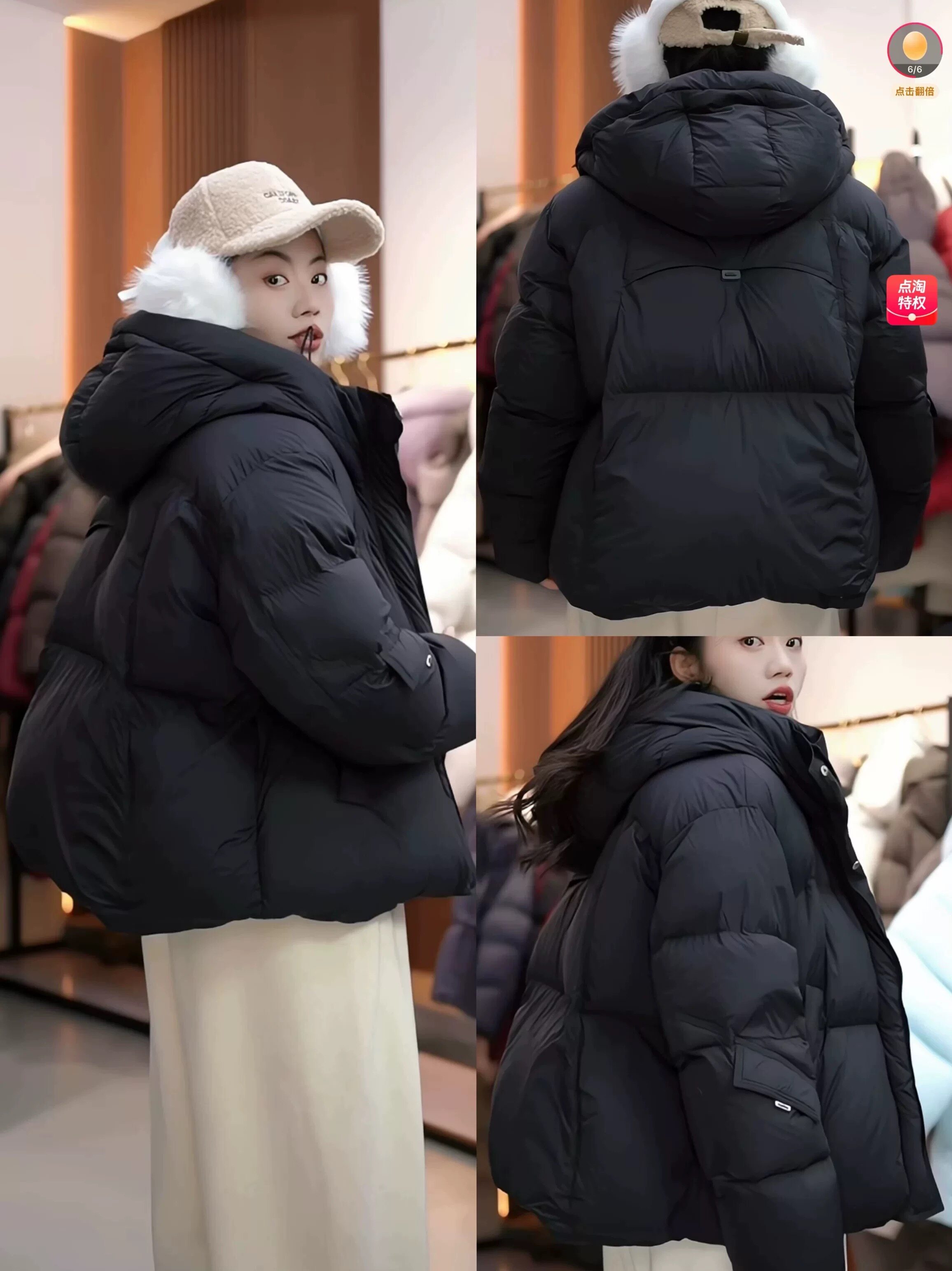 3/3 Sleeves with cover 90 goose down cloud puff bread short down jacket for women New Year and Christmas red thickened