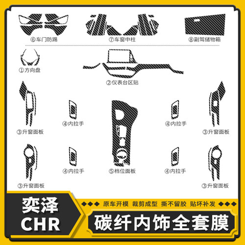 适用丰田奕泽CHR星空膜内饰改装件车内贴纸用品中控大屏装饰贴膜 - 图3