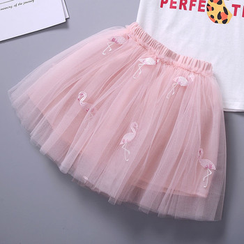 2021 ພາກຮຽນ spring ແລະ summer ເດັກຍິງໃຫມ່ skirt mesh skirt ເດັກນ້ອຍ tutu skirt embroidered Princess skirt flamingo ສັ້ນ skirt