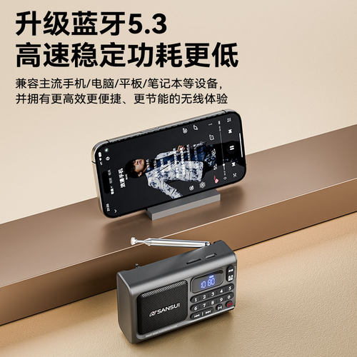 山水F77蓝牙音响收音机老人听歌戏曲评书遛弯专用便携式插卡U盘 - 图2