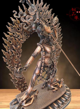 铜品缘精铸 紫铜空行佛母 藏式家居客厅佛堂供奉 仿古色空行母