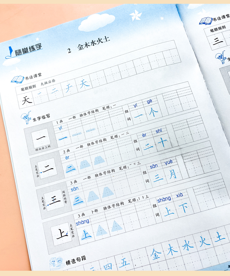 写字大课堂一年级二年级三小学生练字帖四五六字帖上册下册每日一练天天课本练语文生字同步描红人教版专用练习写字硬笔书法练字本-图2