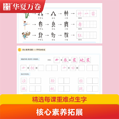 【当当网正版书籍】华夏万卷 2023春新版写字课 三年级下册 小学生语文生字同步练字帖刘腾之硬笔楷书字帖统编版教材同步练习册 - 图2