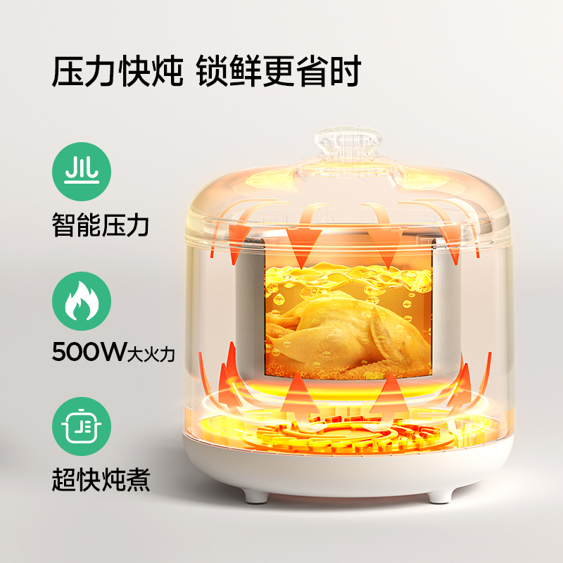 浦利顿电压力锅家用智能小型不锈钢内胆迷你宝宝辅食电高压锅饭煲