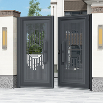 Custom aluminum alloy patio door New Chinese style villa yard self-built house electric double open door minimalist modern garden door