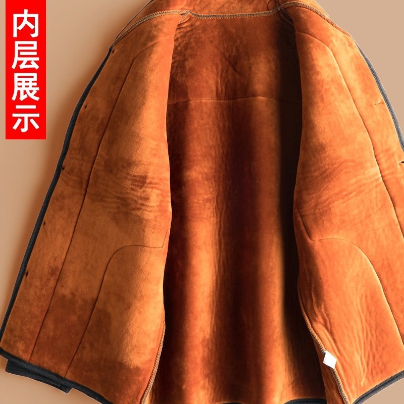 中老年保暖男加绒外穿打底开衫内衣 宝缇简保暖上装
