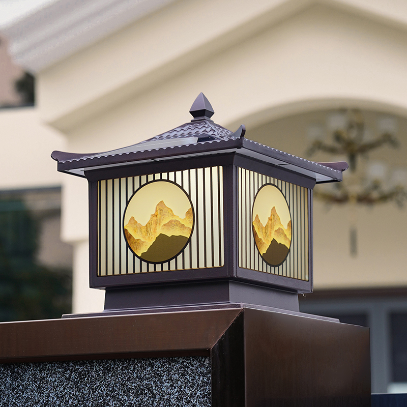 太阳能户外庭院LED柱头灯围墙灯别墅花园农村门口防水景观装饰灯