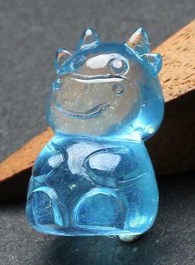 蓝色天然海蓝宝石十二生肖吊坠属相牛虎龙蛇猴马羊猴鸡狗水晶项坠