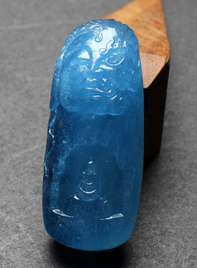 手工雕刻海蓝宝一念之间小众宝石