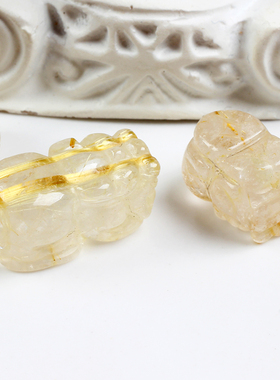 巴西钛晶金发晶貔貅吊坠手串滴溜