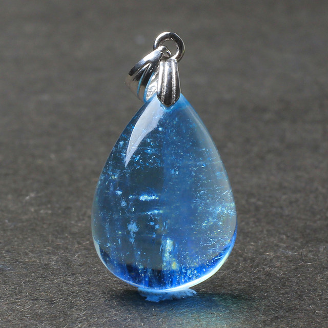 Aquamarine drop-shaped pendant S925 silver necklace