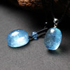 Ice aquamarine small egg pendant oval egg-shaped large bare stone ring inlaid ring necklace DIY jewelry