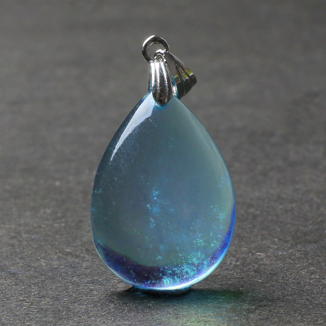 Aquamarine drop-shaped pendant S925 silver necklace