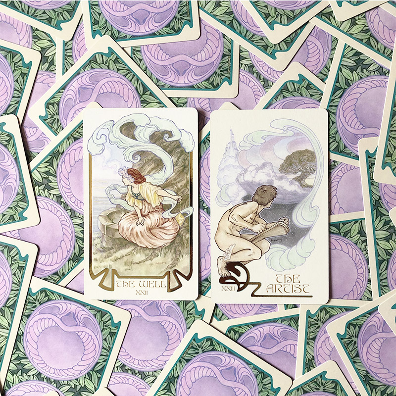 进口正版缥缈塔罗牌桌游烫金全套 Ethereal Visions Tarot 卡罗牌 - 图0