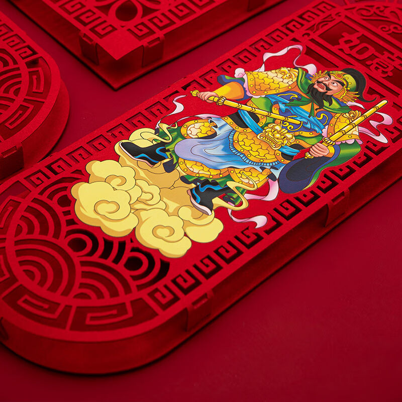 渡鹊桥2024年春节新年装饰场景布置国潮对联绒布网红个性门神春联 - 图2