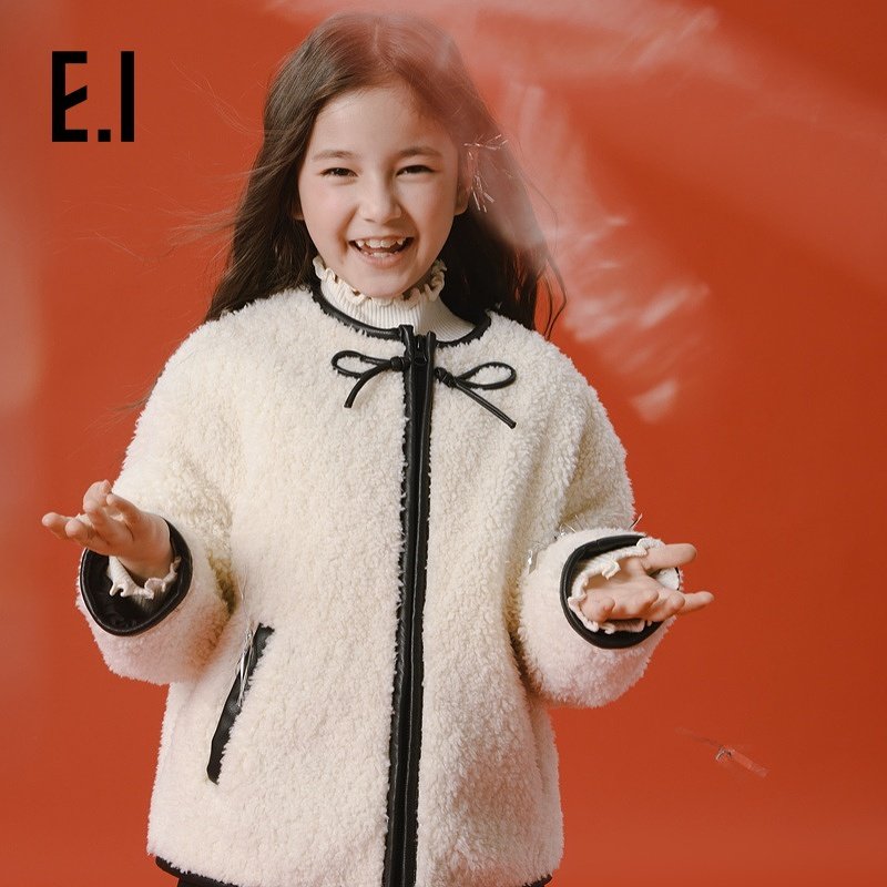 ei童装女童仿羊羔毛夹棉外套冬装新款中大童新中式国风上衣,淘宝优惠券,粉丝福利购,淘宝优惠卷