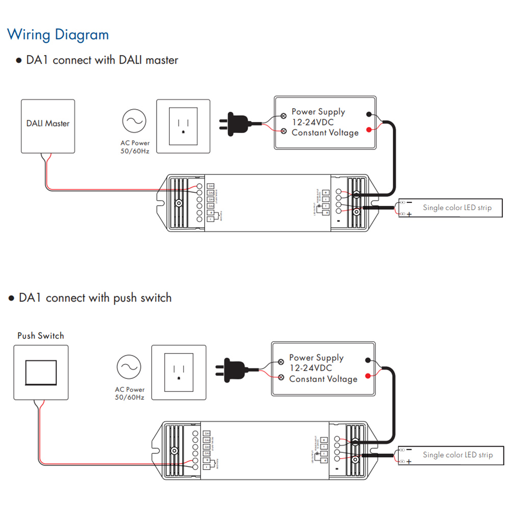 DALI LED Dimmer 12V 24V DC 1 Channel Constant Voltage 15A PW - 图2