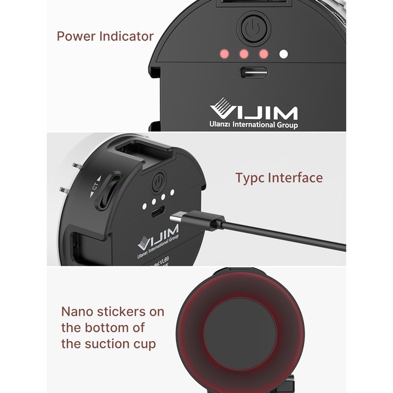 Top VIJIM VL69 270 degree Led Video Light with Suction Cup - 图3