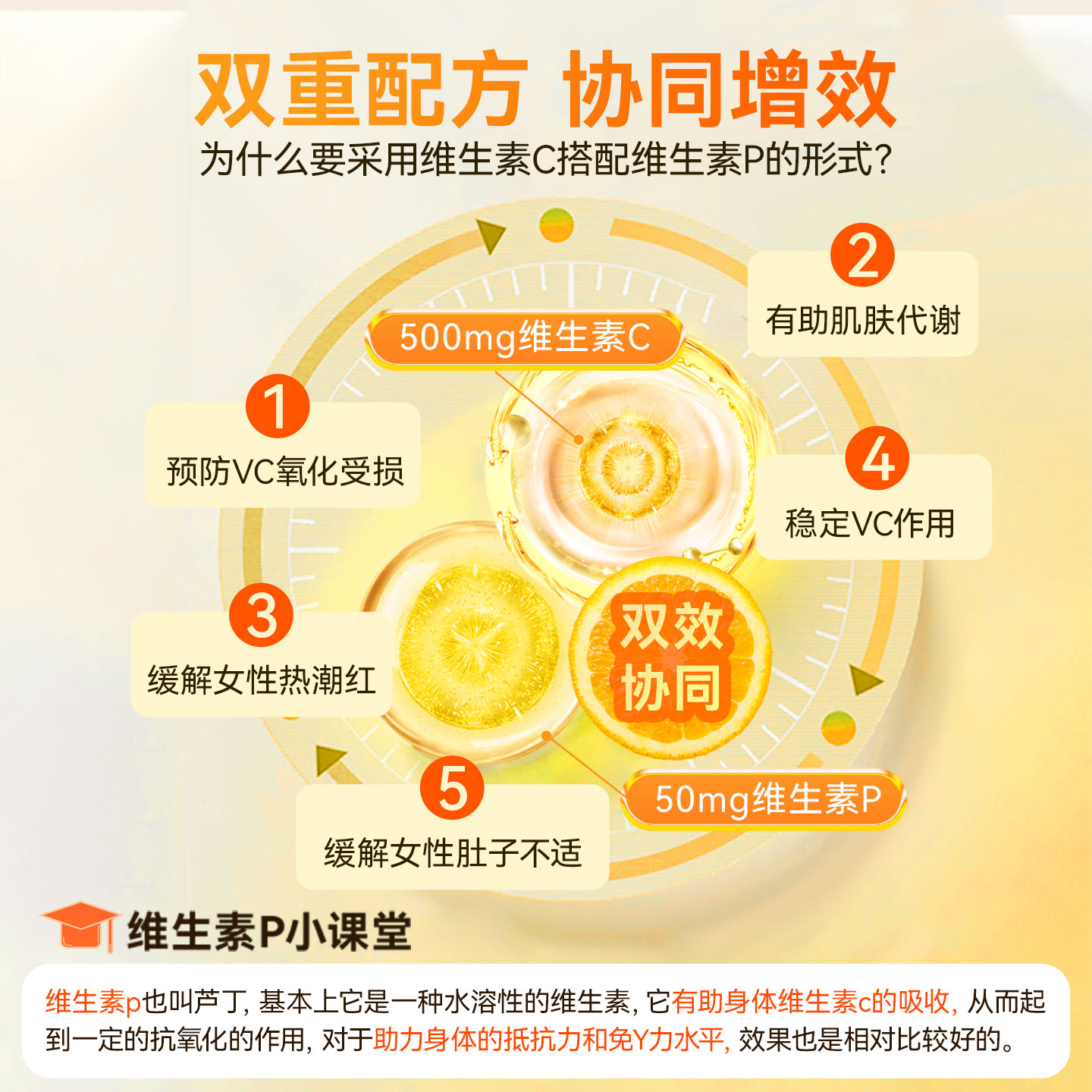 naturewise进口天然维生素C维生素P内服美白免疫无糖VC片非泡腾片
