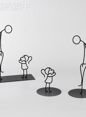 简约艺术铁线人物创意家居摆件客厅书房卧室样板房抽象装饰品摆设