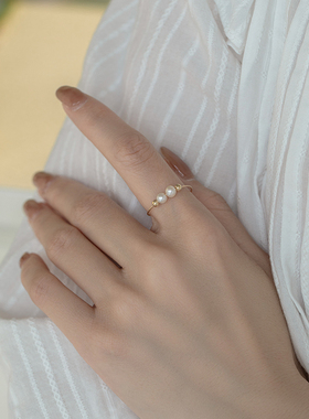 珍珠戒指女简约高级不掉色