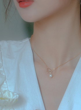 14k包金注金y形珍珠女ins可调节