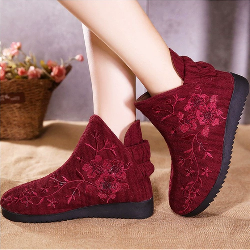 Демисезонные этнические флисовые короткие сапоги, ботинки, этнический стиль, китайский стиль