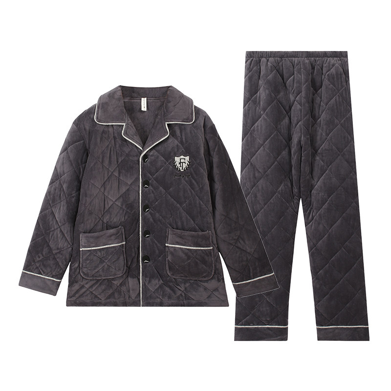 芬腾秋冬季款三层加绒珊瑚绒夹睡衣 ftkk睡衣/家居服套装