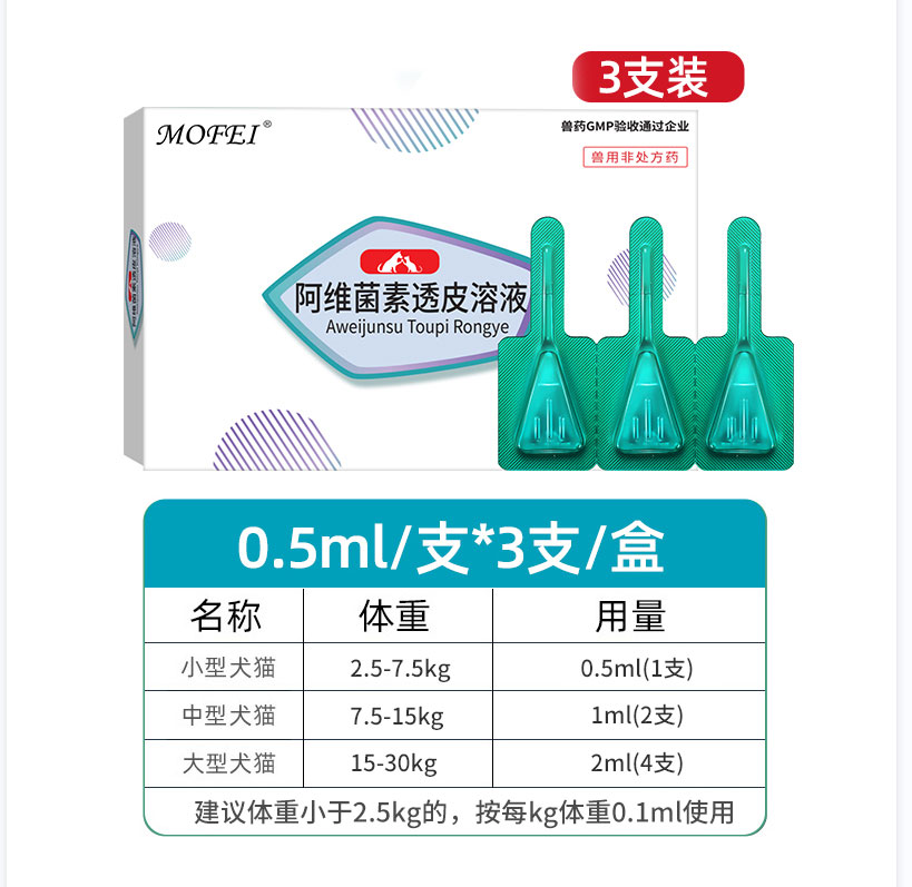 mofei 狗狗驱虫药猫咪体内外一体猫狗通用宠物体内跳蚤虱子滴剂 - 图1