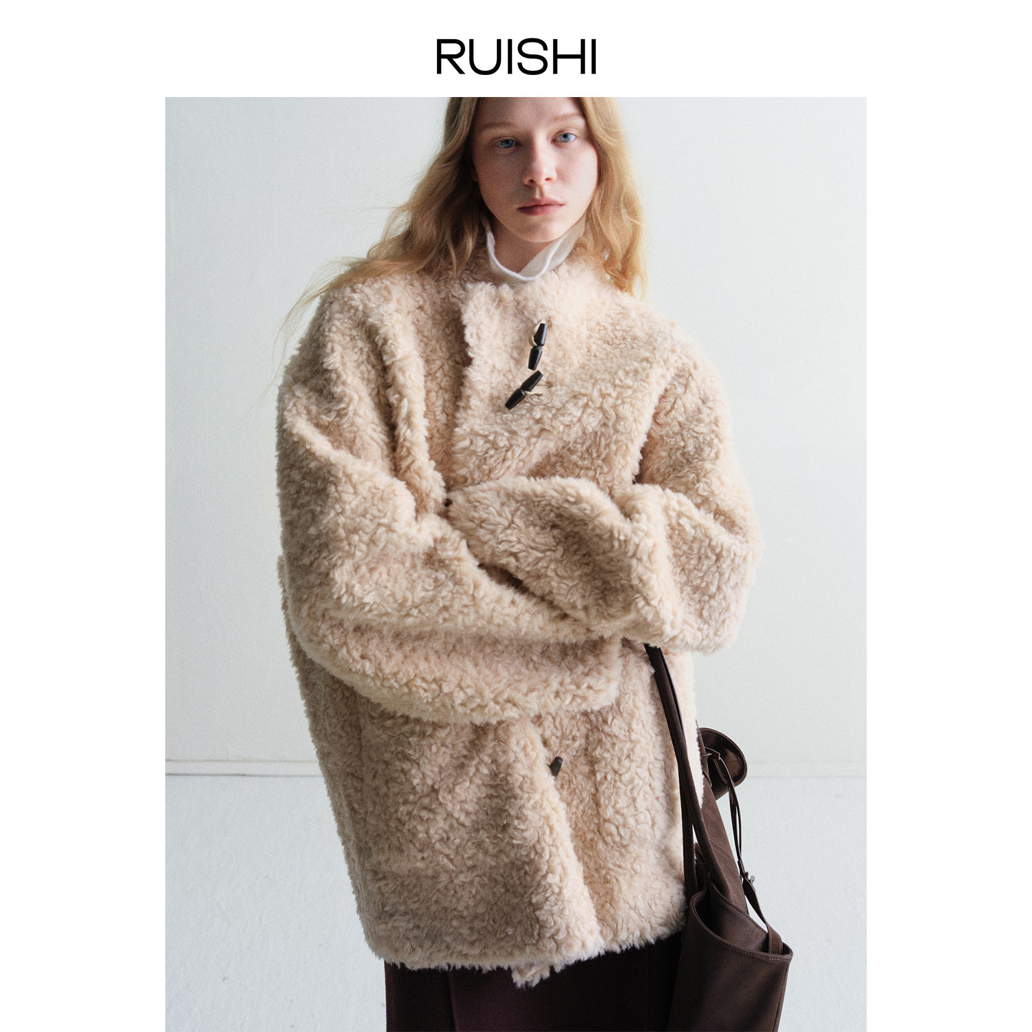 RUISHI芮时 “雪国印象”100绵羊毛颗粒绒大衣毛绒毛呢外套女冬,淘宝优惠券,粉丝福利购,淘宝优惠卷