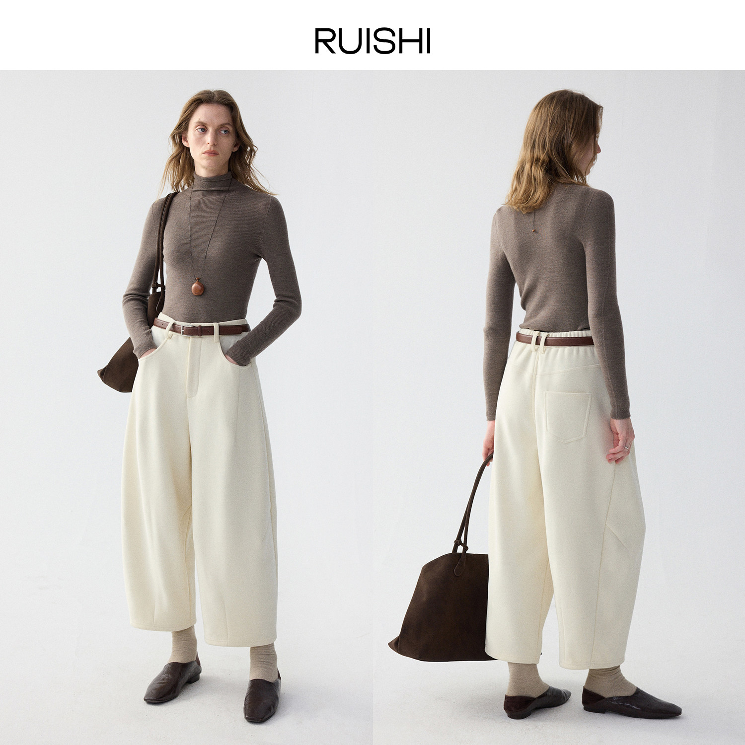 RUISHI芮时 “暖绒新语”复古灯芯绒加绒加厚九分裤香蕉裤女冬,淘宝优惠券,粉丝福利购,淘宝优惠卷