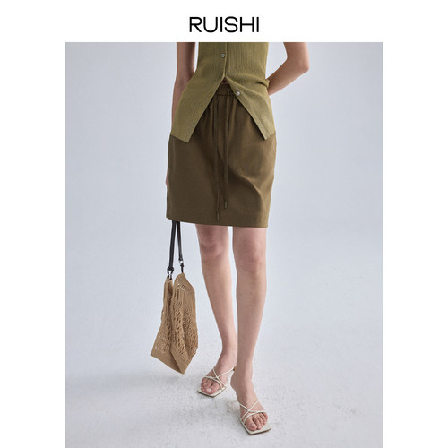 RUISHI芮时 简约直筒抽绳气质裙裤短款包臀显瘦半身裙女夏季 - 图2