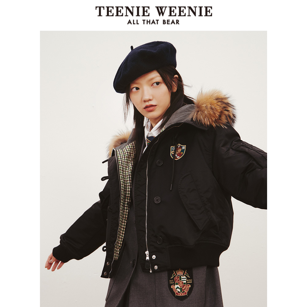 TeenieWeenie小熊奥莱短款飞行棉服外套小个子宽松韩版女秋冬