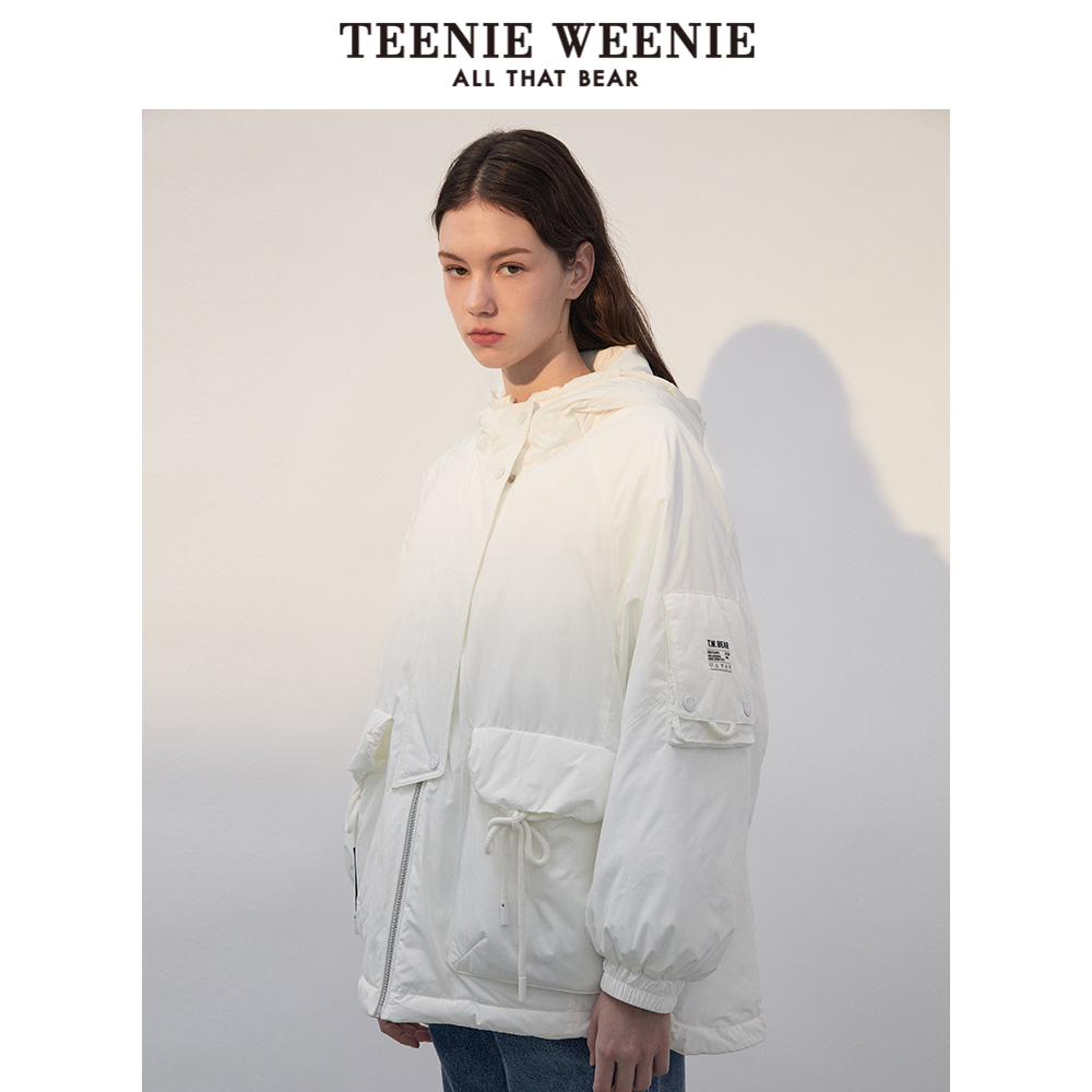 TeenieWeenie小熊奥莱连帽轻薄薄款棉服外套宽松韩版抗菌科技女秋